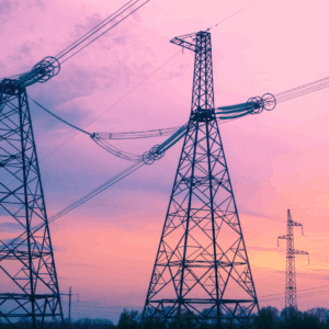 power lines during sunset